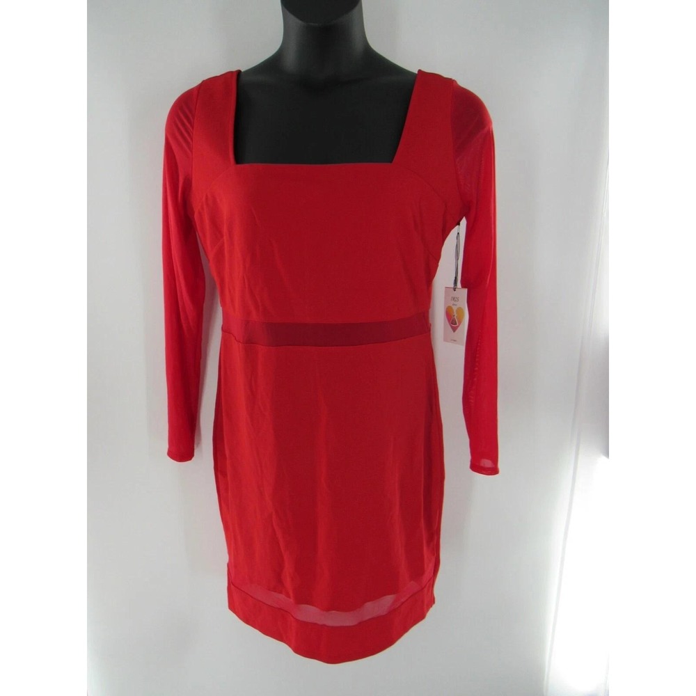 PLUS SIZE Women's IRIS SHEER RED Solid BODYCON DRESS SZ 2X NEW